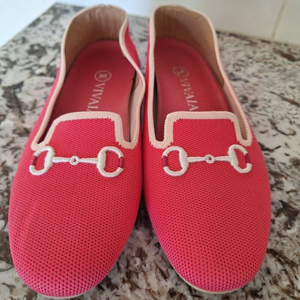 Vivaia Round-Toe Patterned Loafers‎ Coral Red Size size 37 (6-6.5 US)